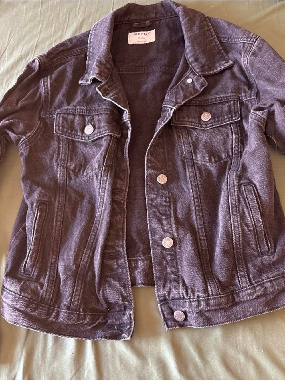 Old Navy Faded Black Denim Trucker Jacket